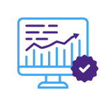 Icône représentant un écran d'ordinateur présentant des graphiques de statistiques