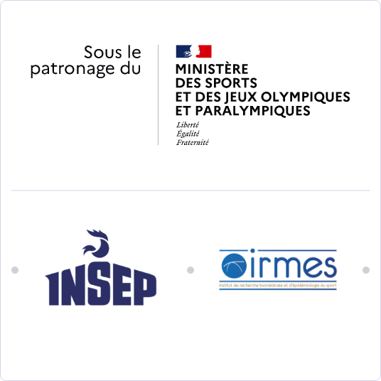 Logos du Ministère des Sports et des Jeux Olympiques et Paralympiques, de l'INSEP et de l'IRMES